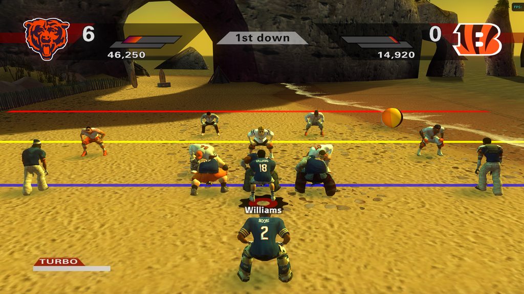 The beach — one of the new fields, mid-snap
